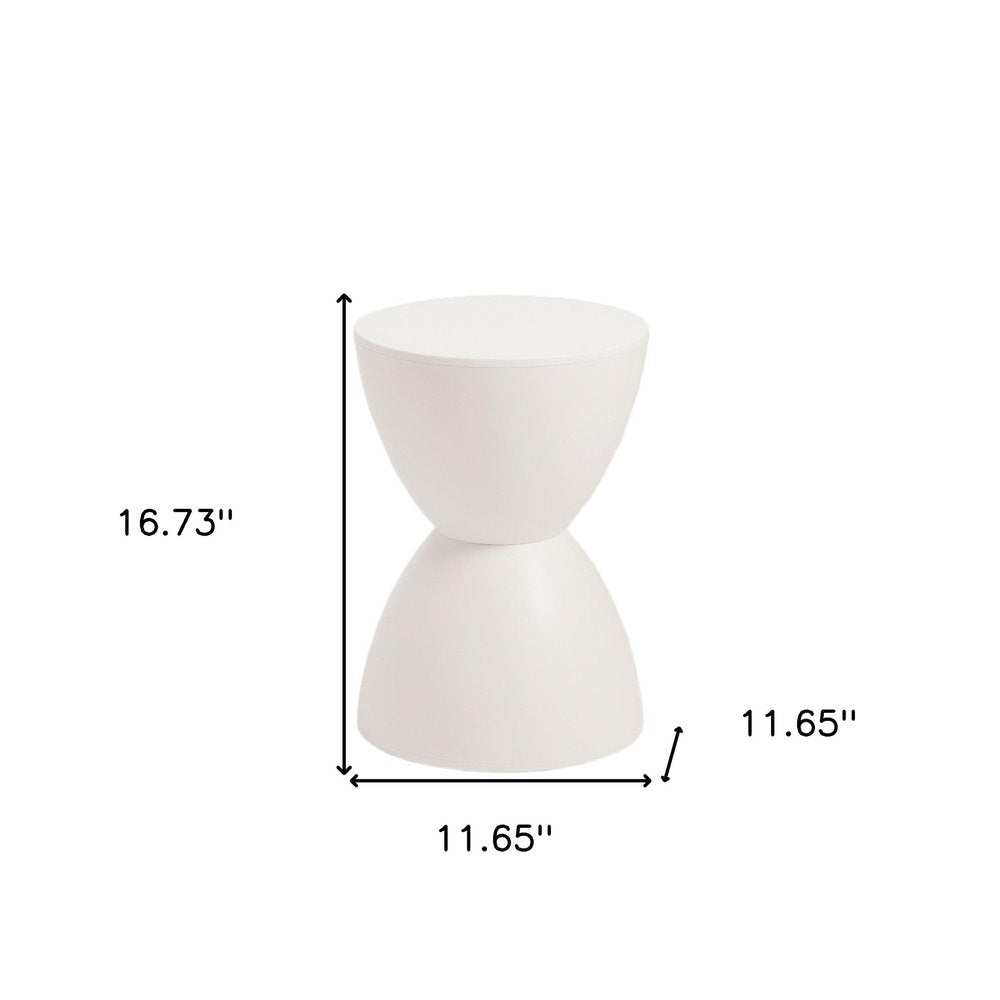 12" White Heavy Duty Plastic Hourglass Indoor Outdoor Side Table