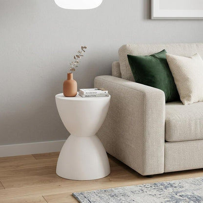 12" White Heavy Duty Plastic Hourglass Indoor Outdoor Side Table