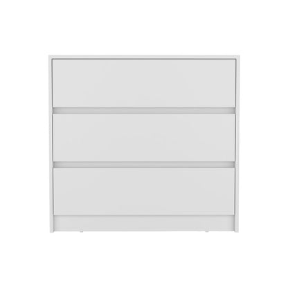 33" White Wood Three Drawer Dresser