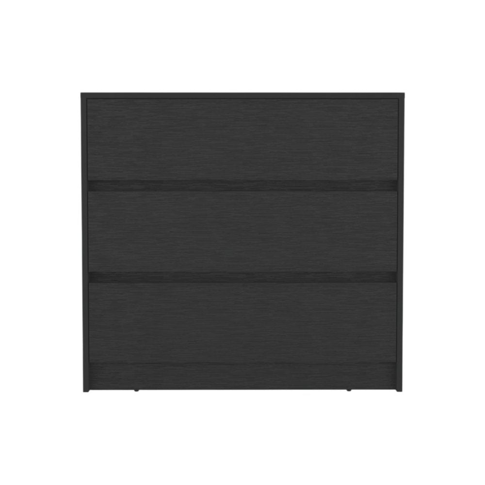 33" Black Wood Three Drawer Dresser