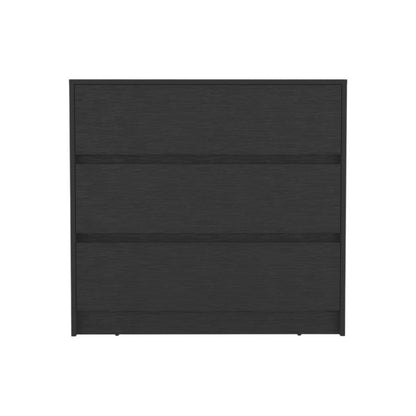 33" Black Wood Three Drawer Dresser