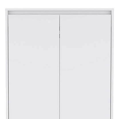 71" White Wood Two Door Two Drawer Combo Dresser