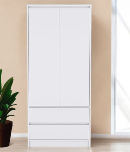 32" White Two Drawer Combo Dresser