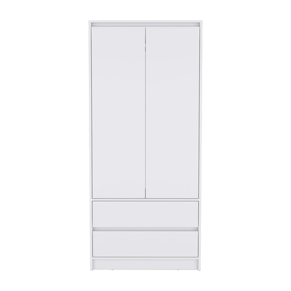 32" White Two Drawer Combo Dresser