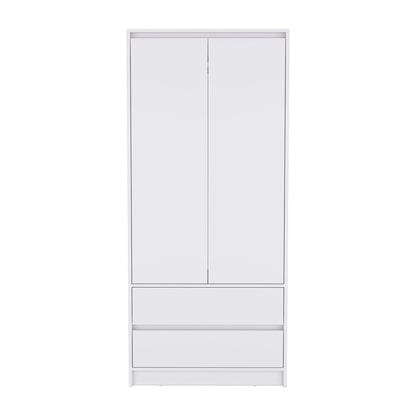 32" White Two Drawer Combo Dresser