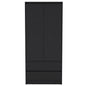 71" Black Wood Two Drawer Combo Dresser