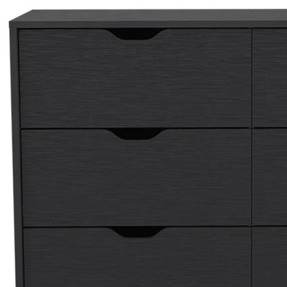 42" Black Wood Four Drawer Double Dresser