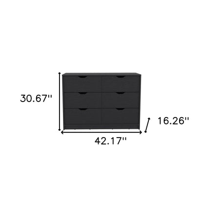 42" Black Wood Four Drawer Double Dresser