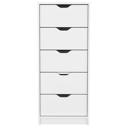 18" White Five Drawer Standard Chest