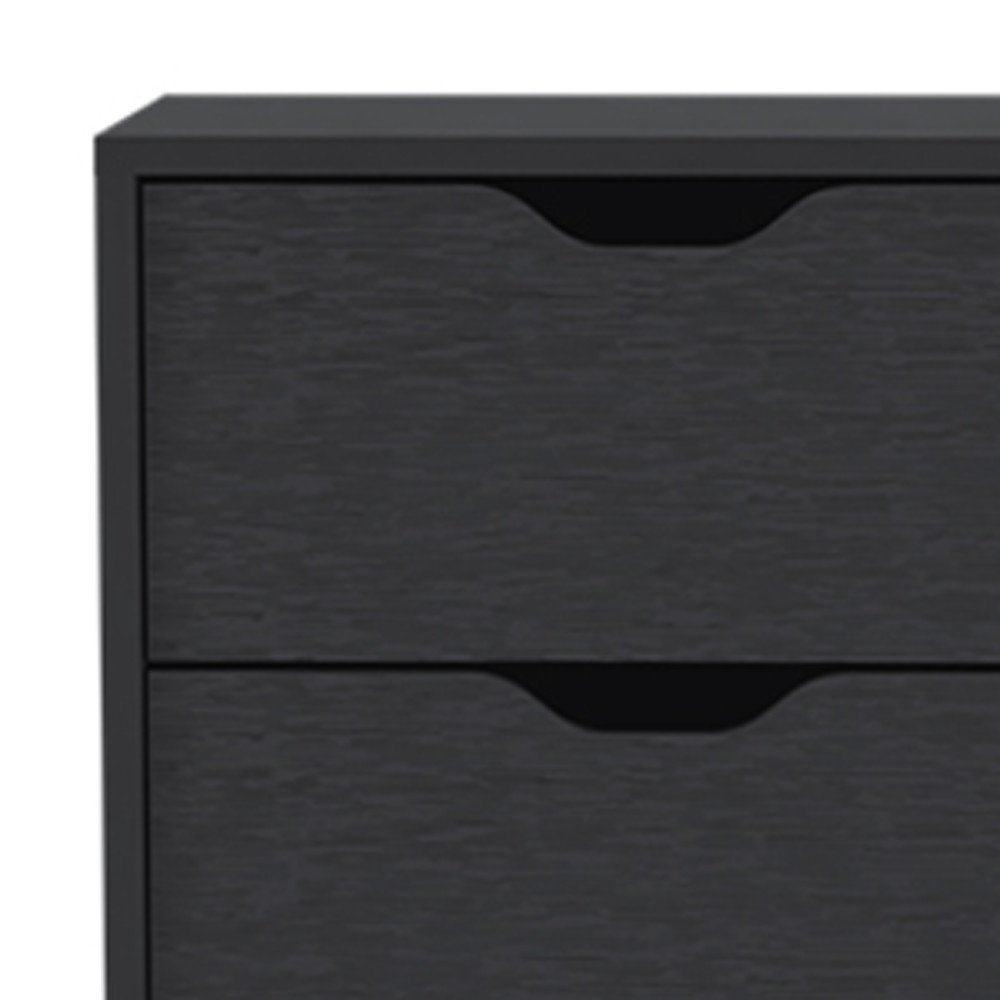 18" Black Wood Five Drawer Dresser