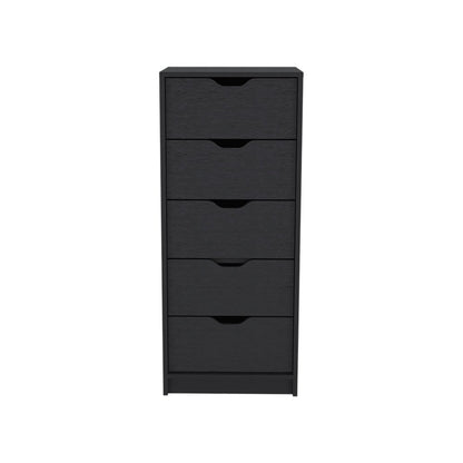 18" Black Five Drawer Standard Chest