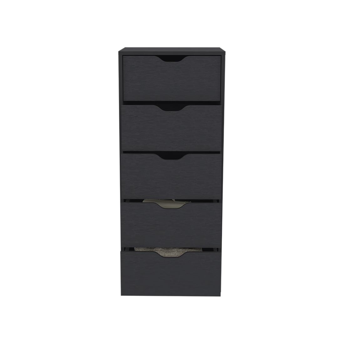 18" Black Five Drawer Standard Chest