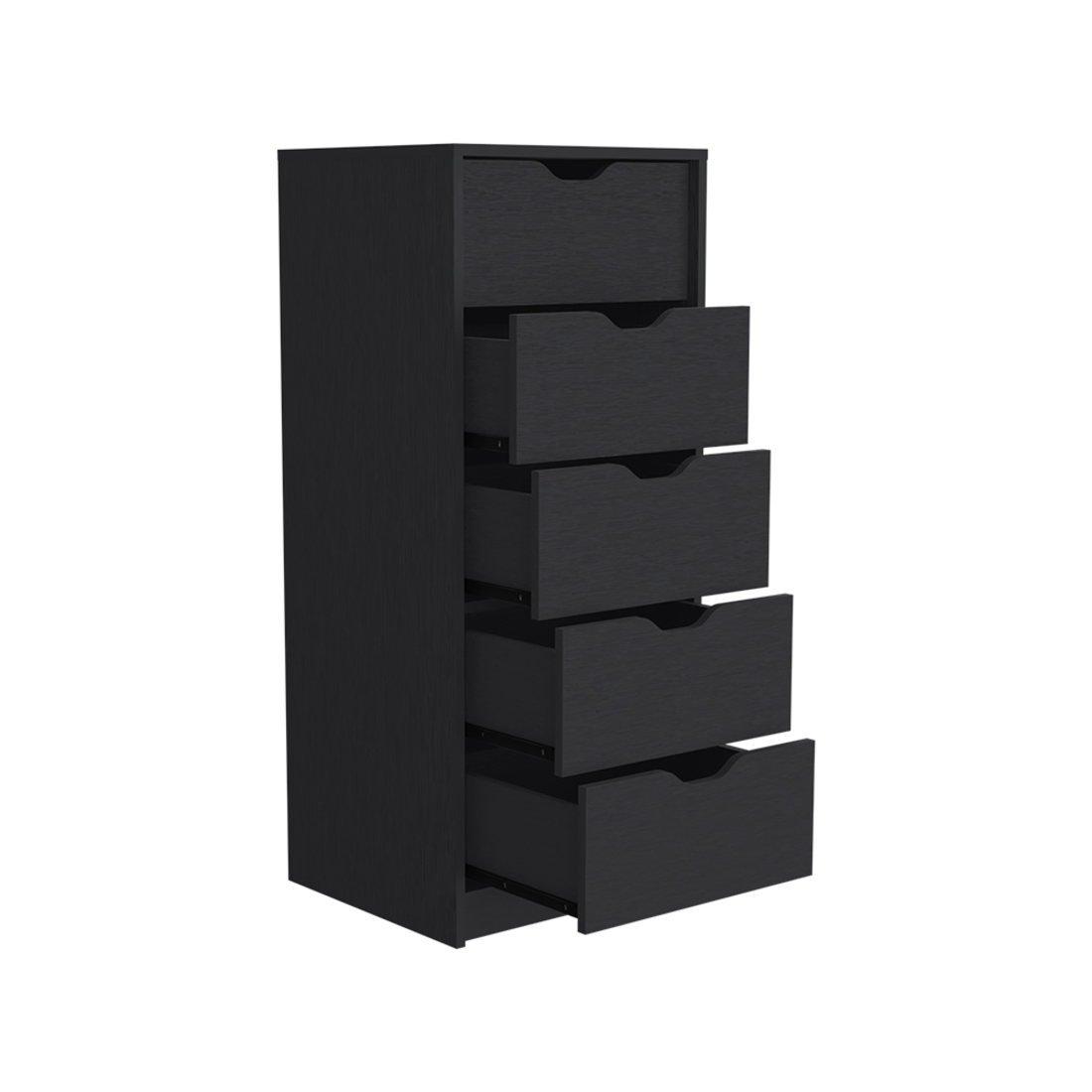 18" Black Five Drawer Standard Chest