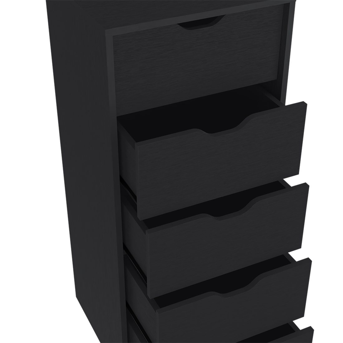 18" Black Five Drawer Standard Chest