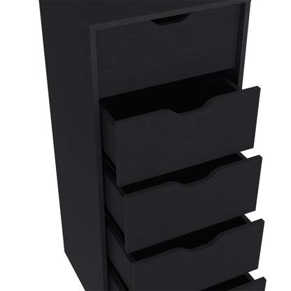 18" Black Five Drawer Standard Chest