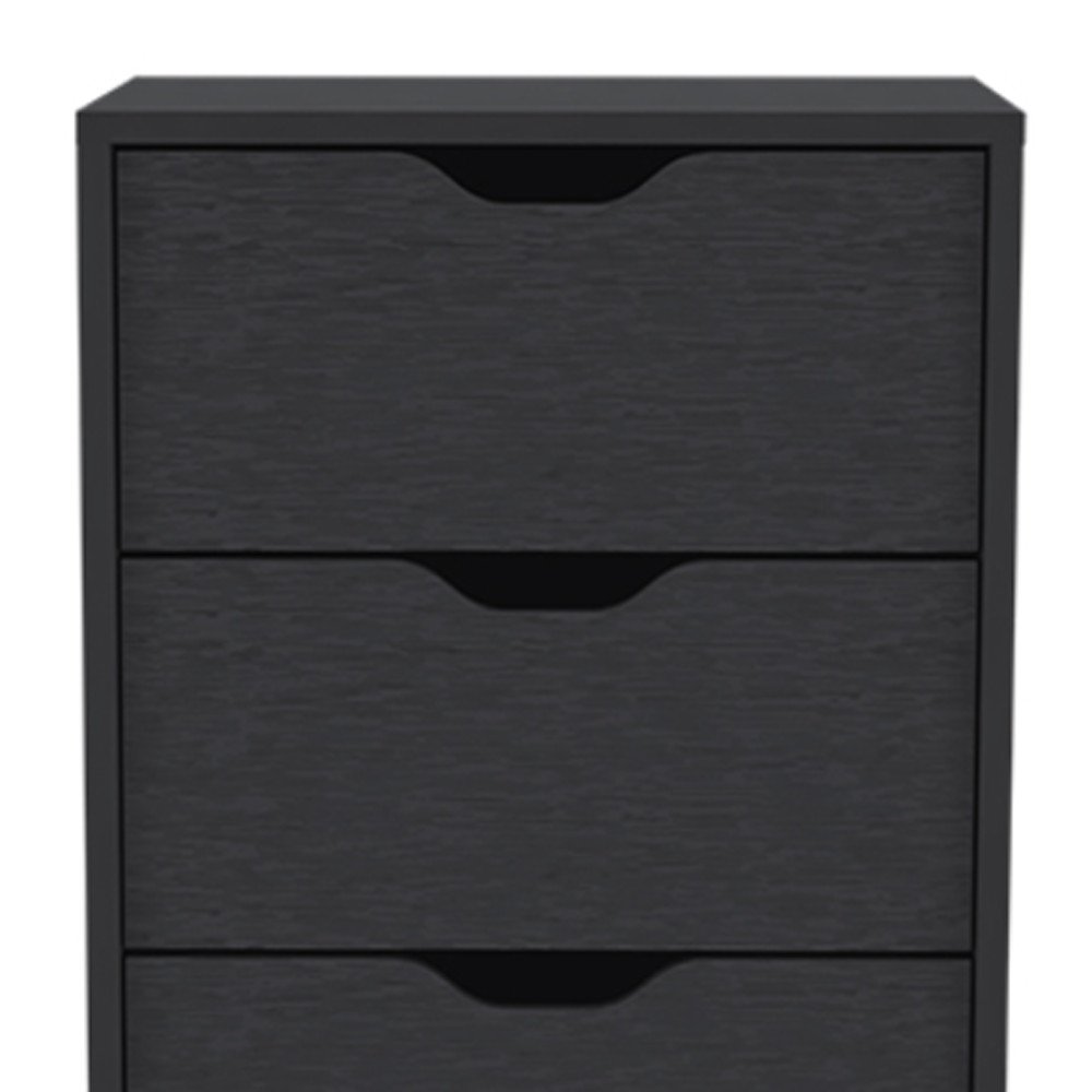 18" Black Wood Five Drawer Dresser
