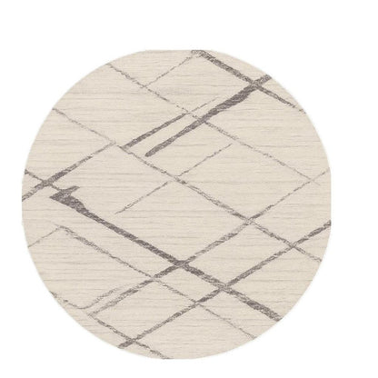 5' Beige and Gray Abstract Distressed Round Rug