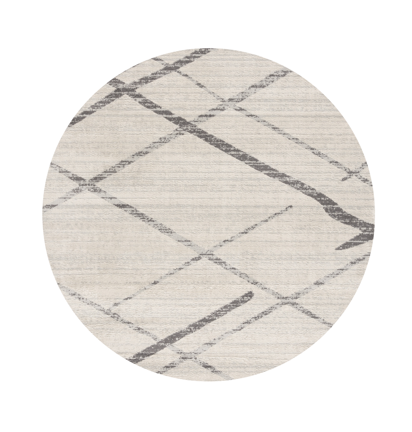 5' Beige and Gray Abstract Distressed Round Rug