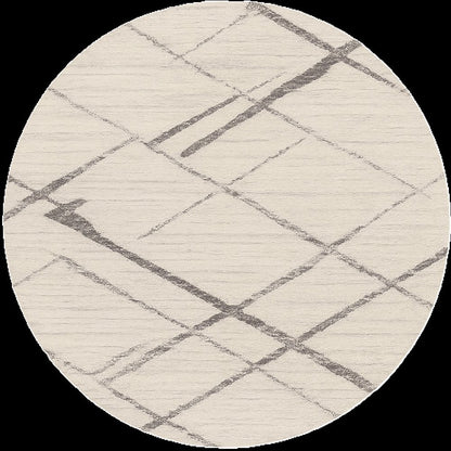 8' Beige and Gray Abstract Distressed Round Rug