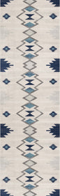 2' X 3' Blue and Beige Southwestern Non Skid Area Rug