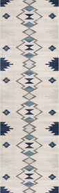 2' X 3' Blue and Beige Southwestern Non Skid Area Rug