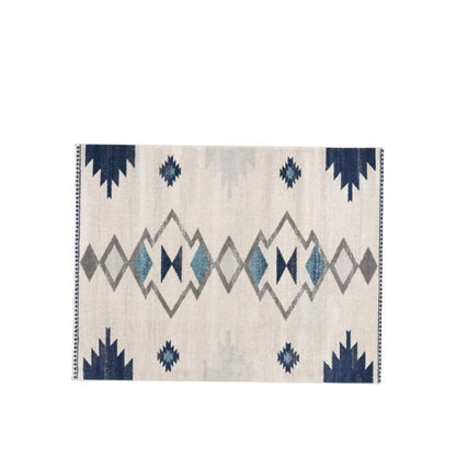 2' X 3' Blue and Beige Southwestern Non Skid Area Rug