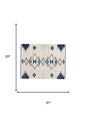 2' X 3' Blue and Beige Southwestern Non Skid Area Rug