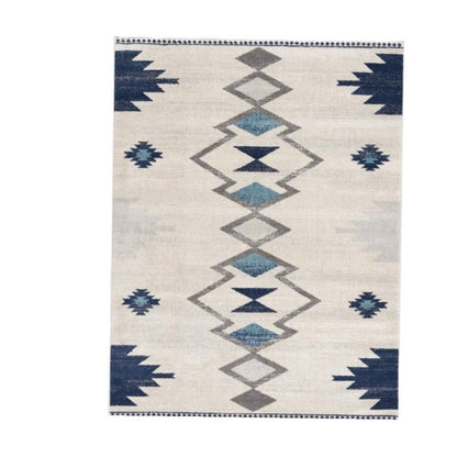 2' X 3' Blue and Beige Southwestern Non Skid Area Rug