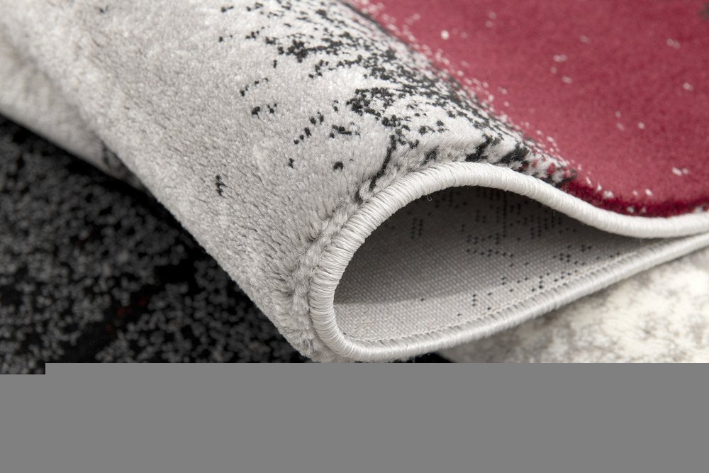 2' X 3' Gray and Red Abstract Distressed Area Rug