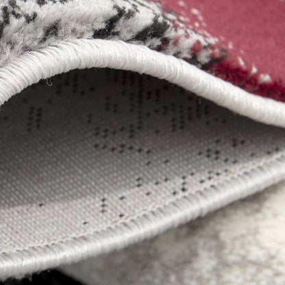 2' X 3' Gray and Red Abstract Distressed Area Rug