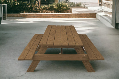 94" Wood Brown Solid Wood Outdoor Picnic Table