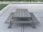 94" Gray Solid Wood Outdoor Picnic Table with Umbrella Hole