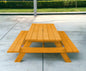 94" Natural Solid Wood Outdoor Picnic Table with Umbrella Hole