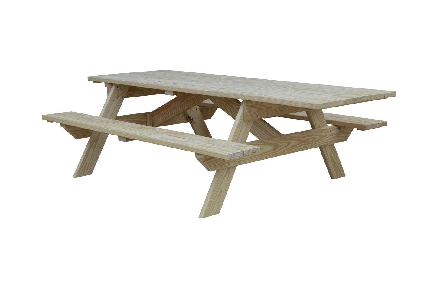 94" Natural Solid Wood Outdoor Picnic Table