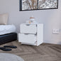 19" White Wood Two Drawer Nightstand