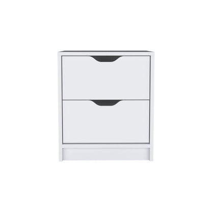 19" White Wood Two Drawer Nightstand