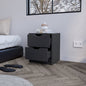 19" Black Wood Two Drawer Nightstand