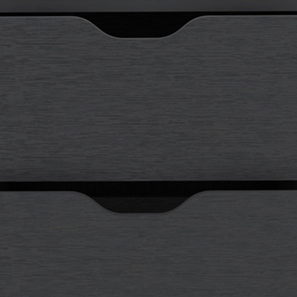 19" Black Wood Two Drawer Nightstand