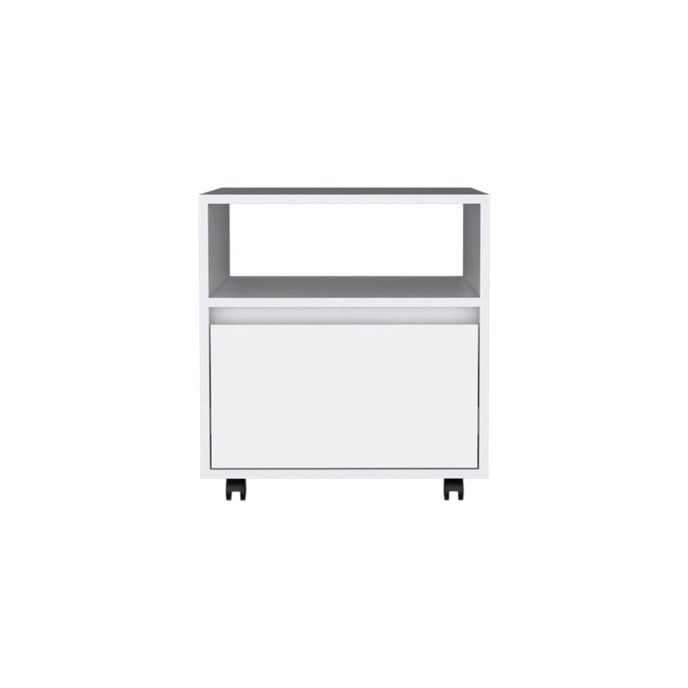 20" White Wood One Drawer Nightstand
