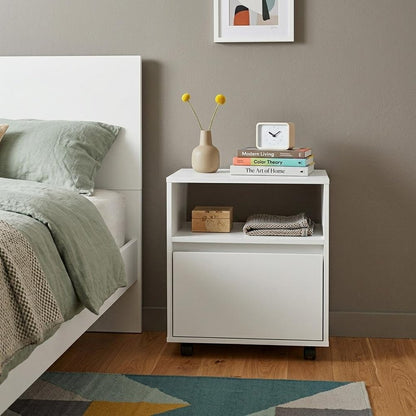 20" White Wood One Drawer Nightstand