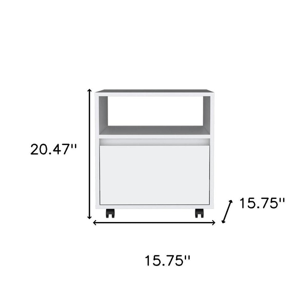 20" White Wood One Drawer Nightstand