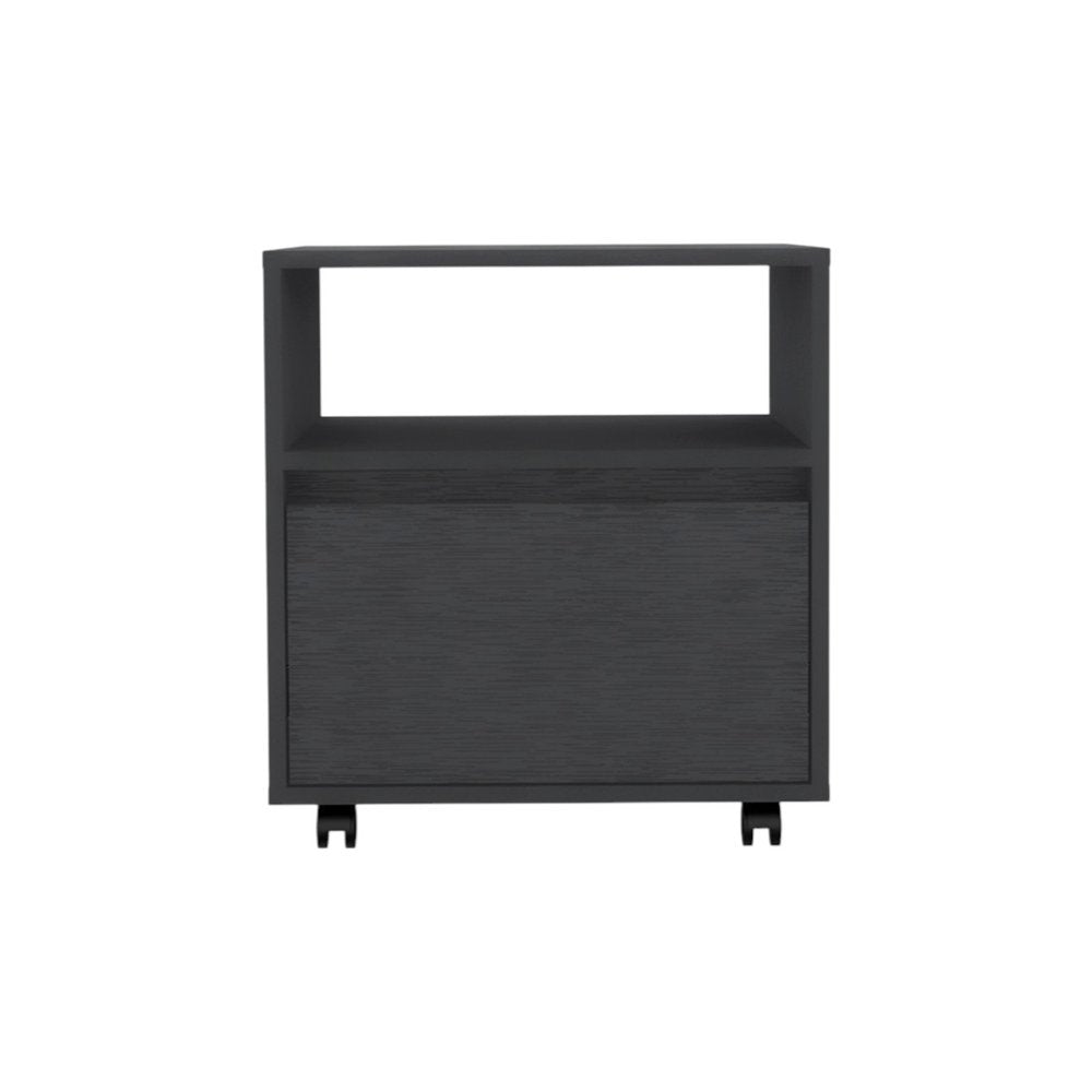 20" Black Wood One Drawer Nightstand