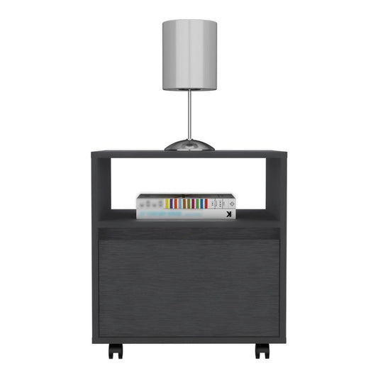 20" Black Wood One Drawer Nightstand