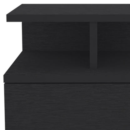 12" Black Wood One Drawer Floating Nightstand