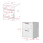 19" White Wood Two Drawer Nightstand