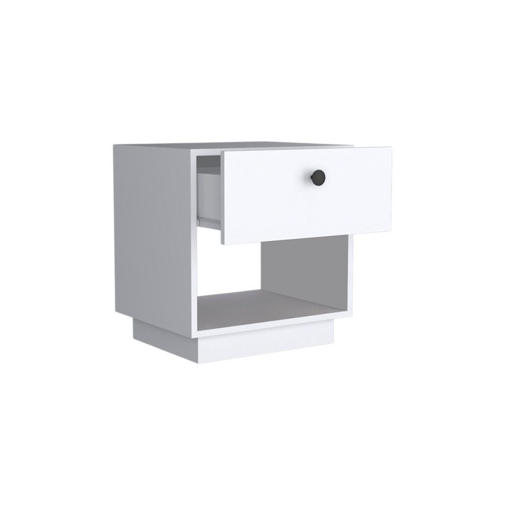 20" White Wood One Drawer Nightstand