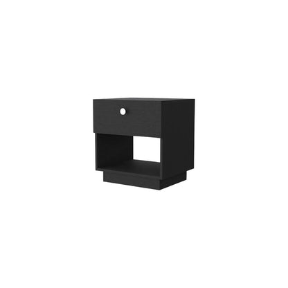 20" Black Wood One Drawer Nightstand