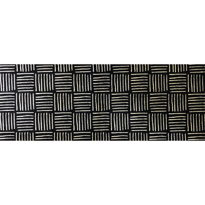 6' Black and Off White Abstract Machine Tufted Washable Runner Rug With UV Protection