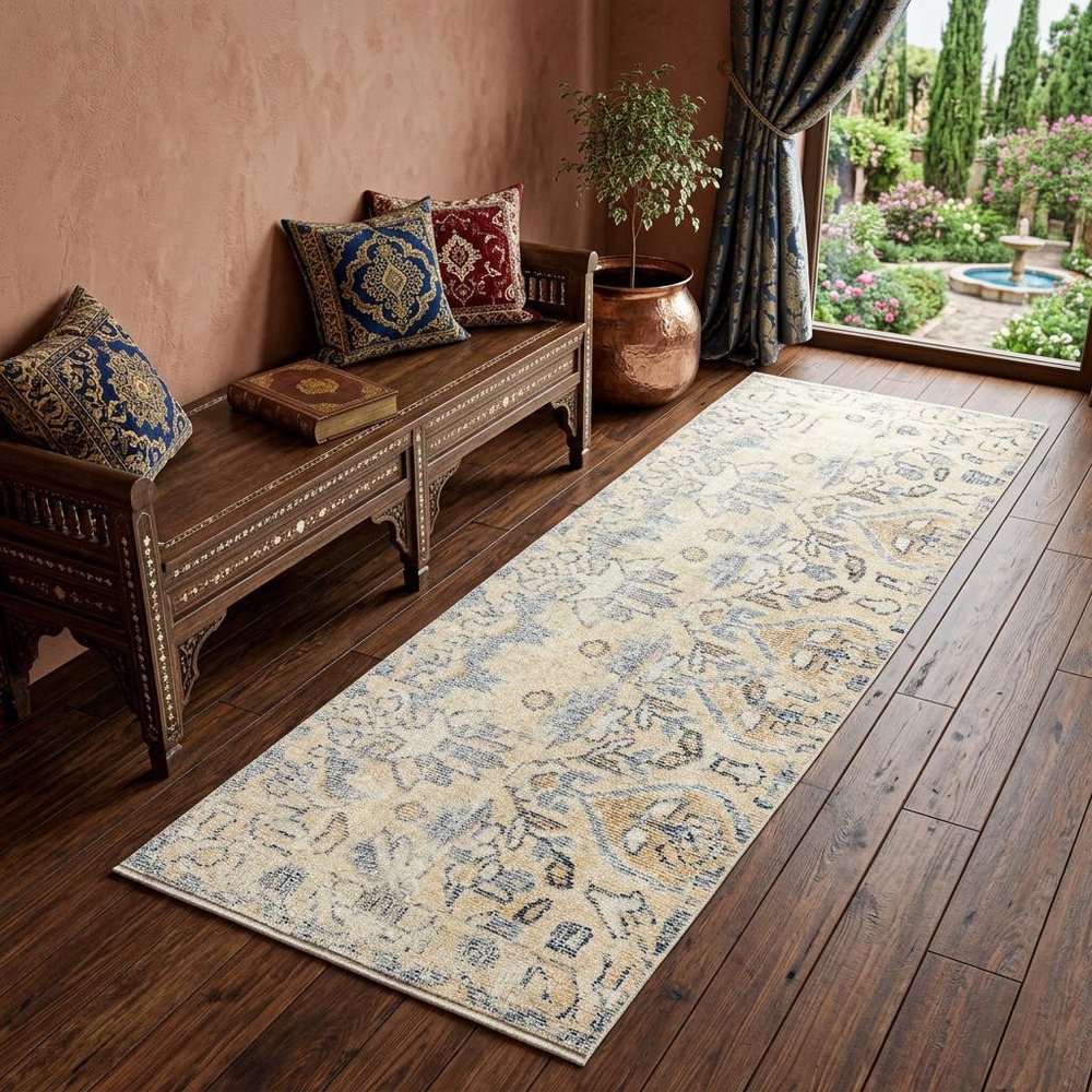 2' X 6' Gray Moroccan Machine Tufted Runner Rug With UV Protection