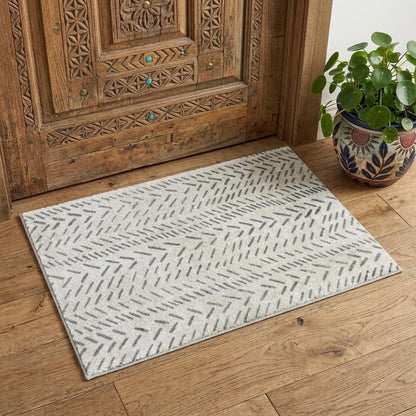2' X 3' Taupe Abstract Machine Tufted Area Rug With UV Protection